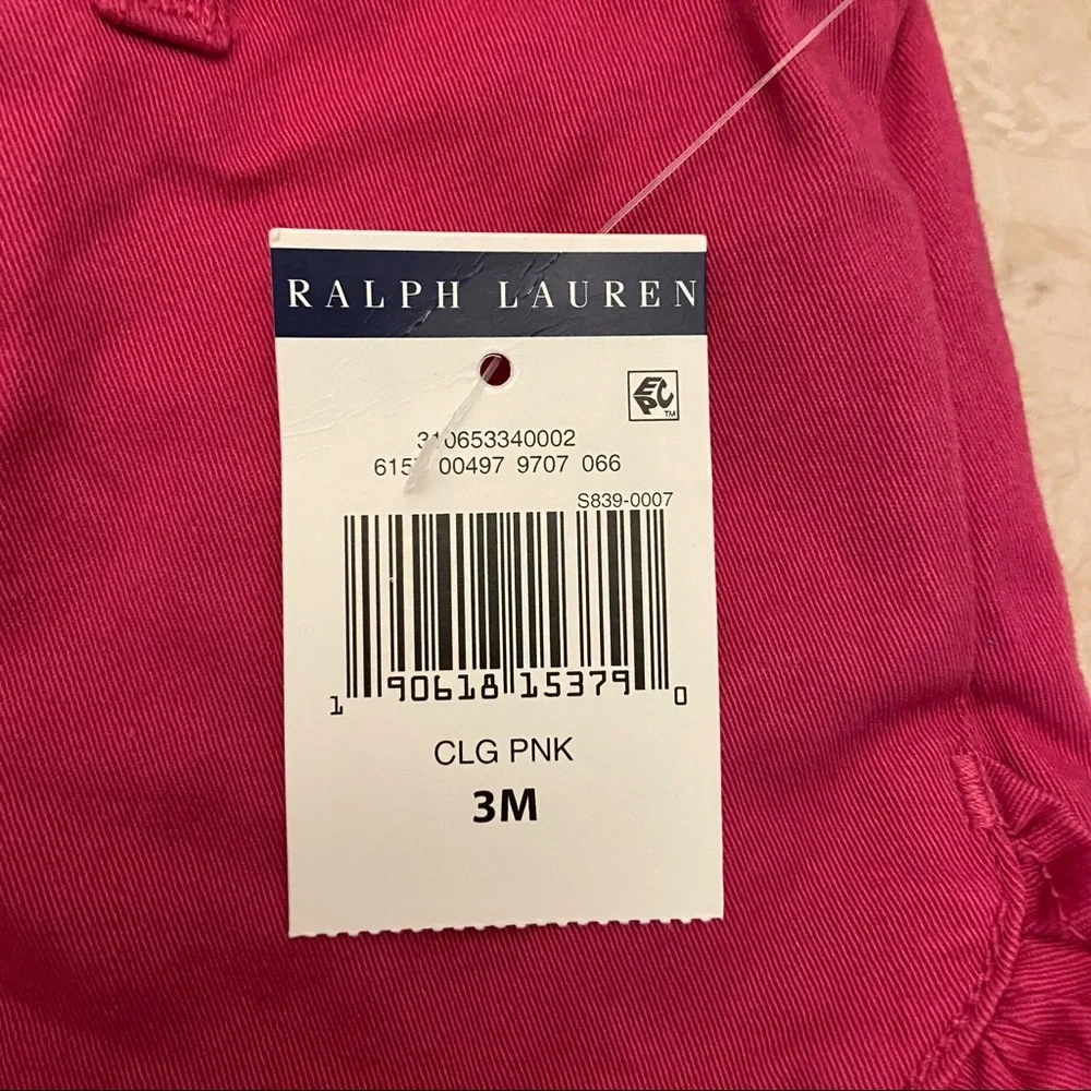 NWT Ralph Lauren Girls Pink Shorts Size 3 Months